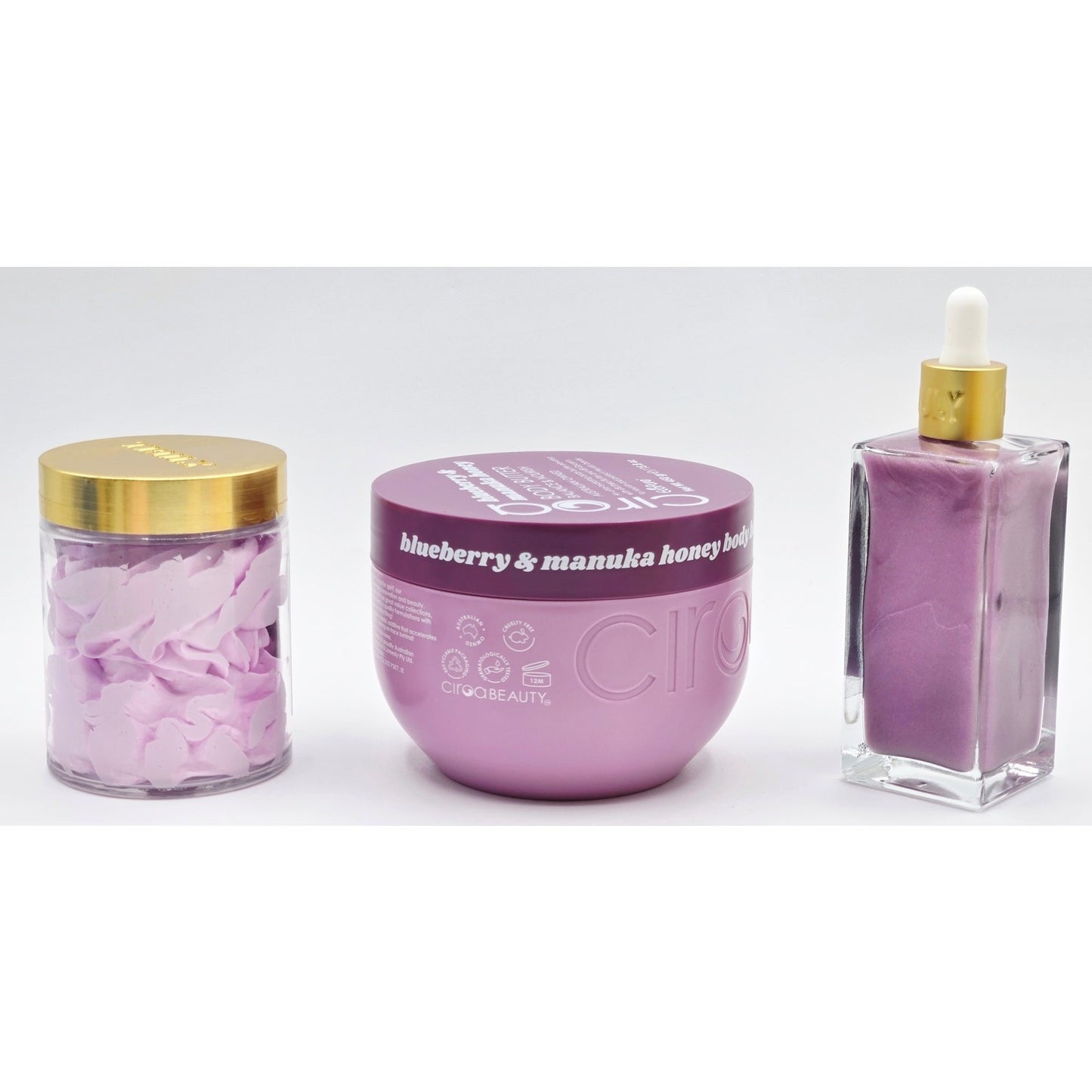 TRULY Beauty Acai Body Polish, Moonnicorn Serum + Ciroa Blueberry Body Butter