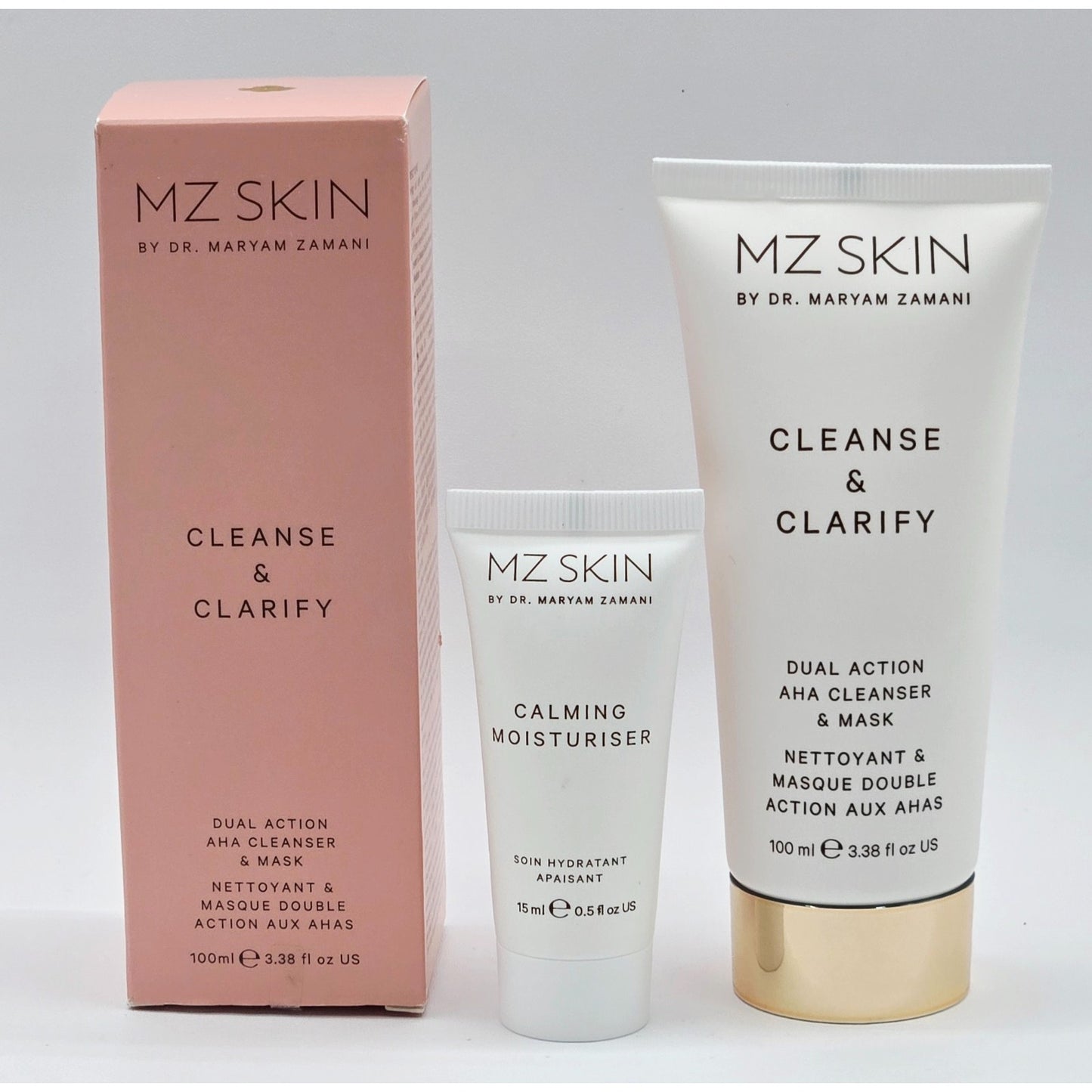 Mz Skin Cleanse & Clarify Dual Action AHA Cleanser/Mask + .5 oz Calming Moisture