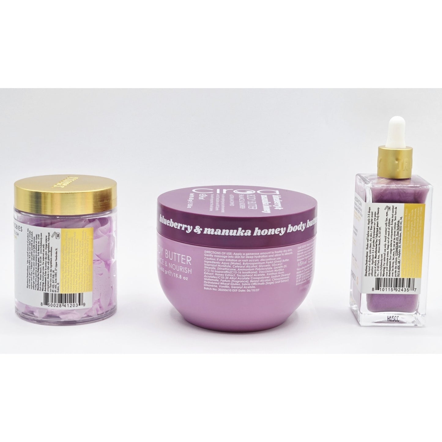 TRULY Beauty Moonicorn Serum & Acai Body Polish + Ciroa Blueberry Body Buttter