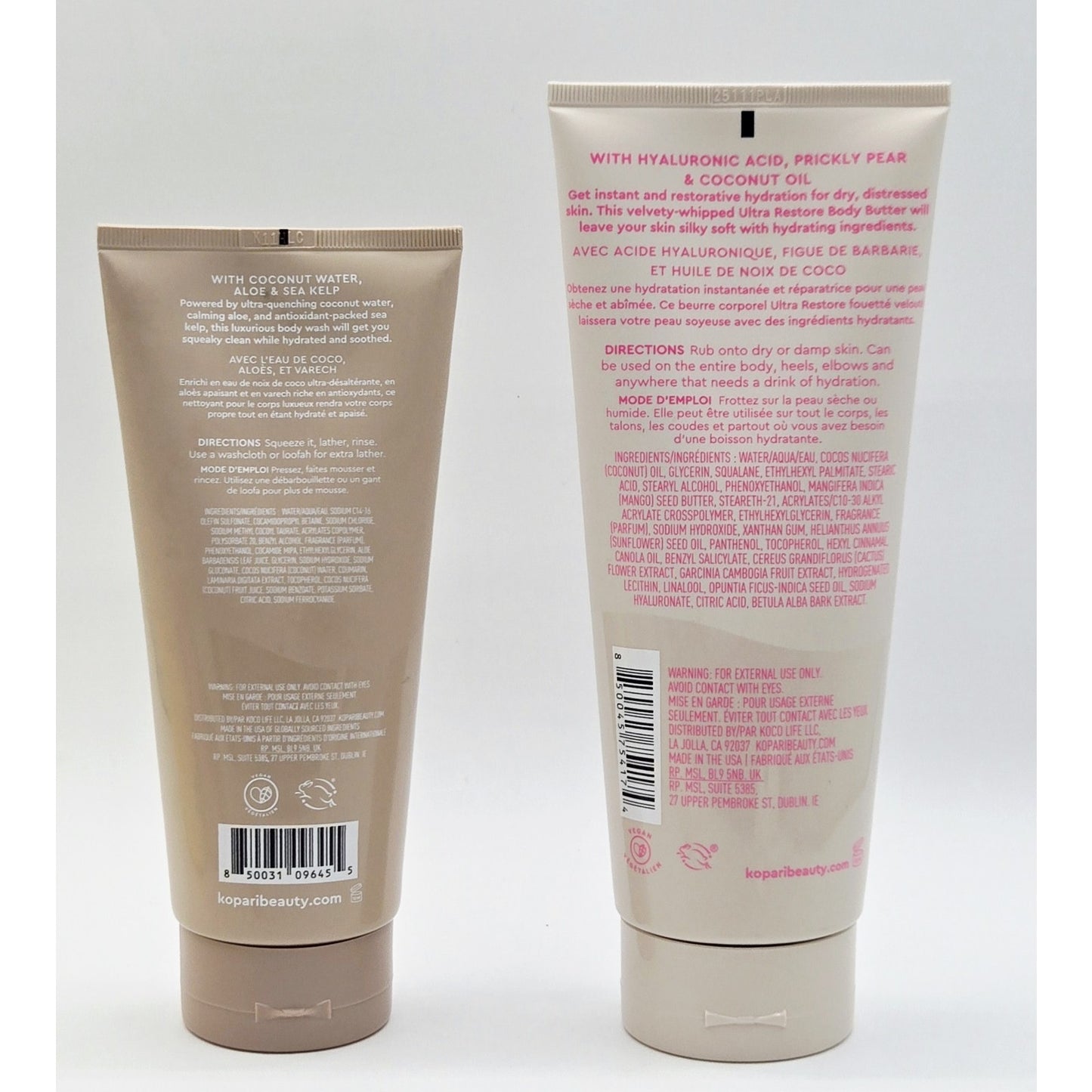 Kopari Ultra Restore Body Butter 12oz & Tahitian Vanilla Hydrating Body Wash 5oz