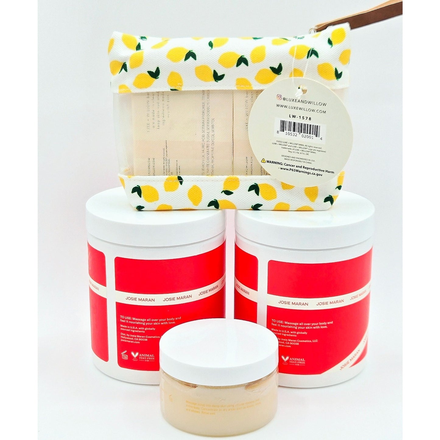 2 Pack Josie Maran Baked Lemon Bliss Whipped Argan Oil 20 oz, Citrus Scrub 4.4