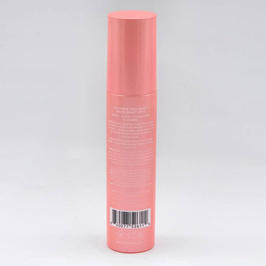 Pink Kopari Paradiso Peach Sky deodorant mist, 2.7 fl oz, with product details on the back.