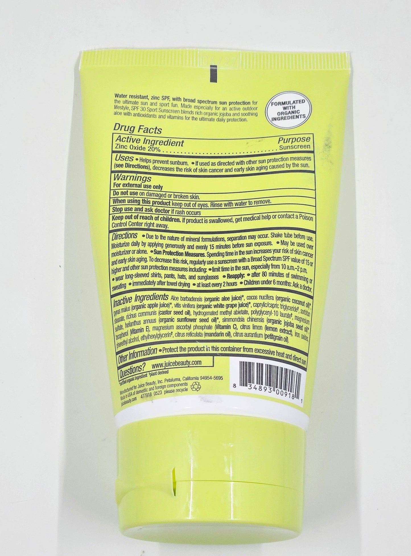 Juice Beauty SPF 30 Sport Sunscreen 90 mL / 3 fl oz