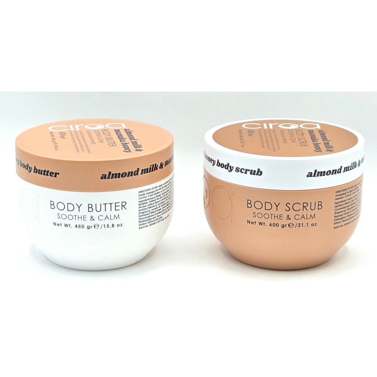 Ciroa Body Scrub & Butter Set Almond Milk Manuka Honey Soothe & Calm NEW