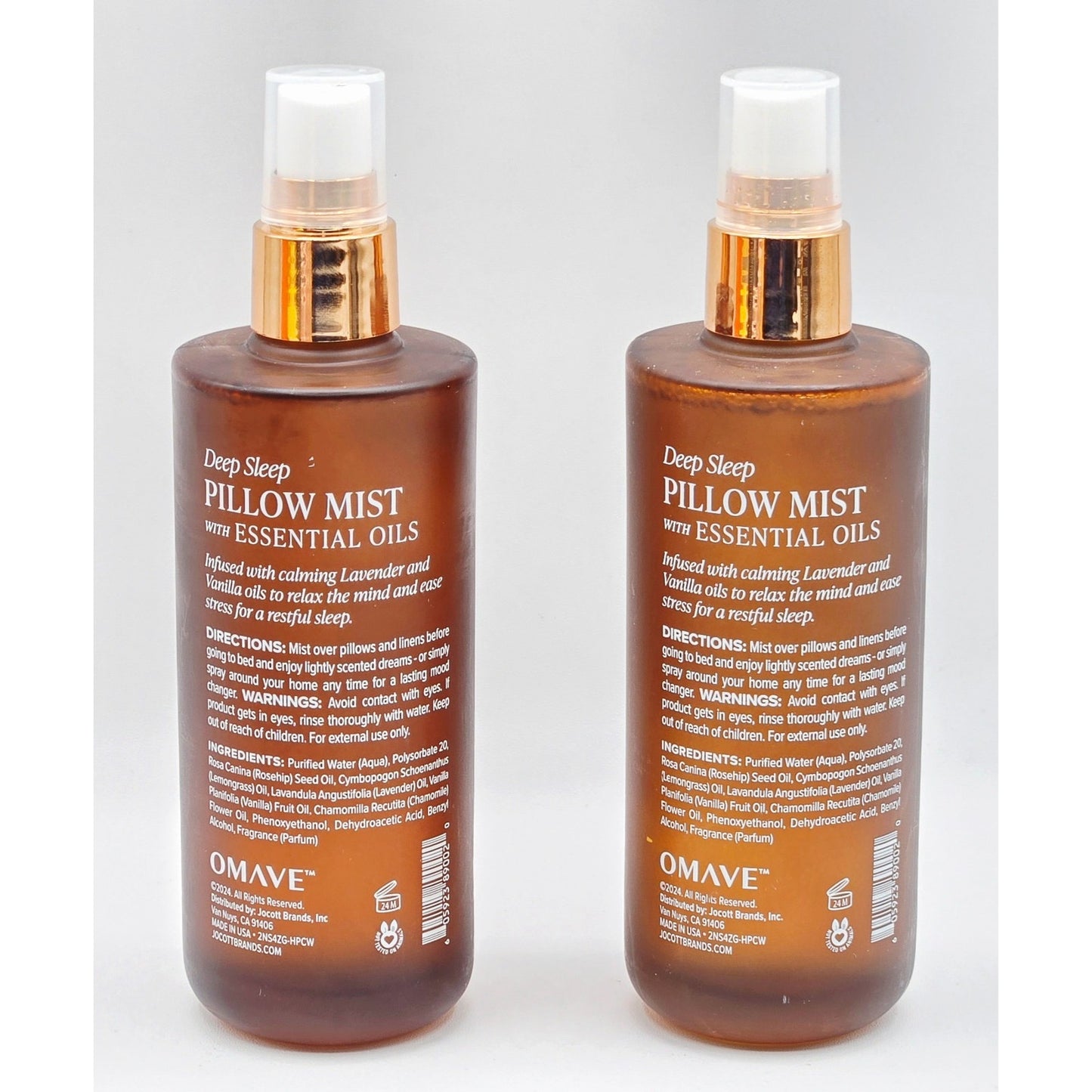 2 Pack Omave Luxury Deep Sleep Pillow Mist- Essential Vanilla & Lavender 4 oz ea
