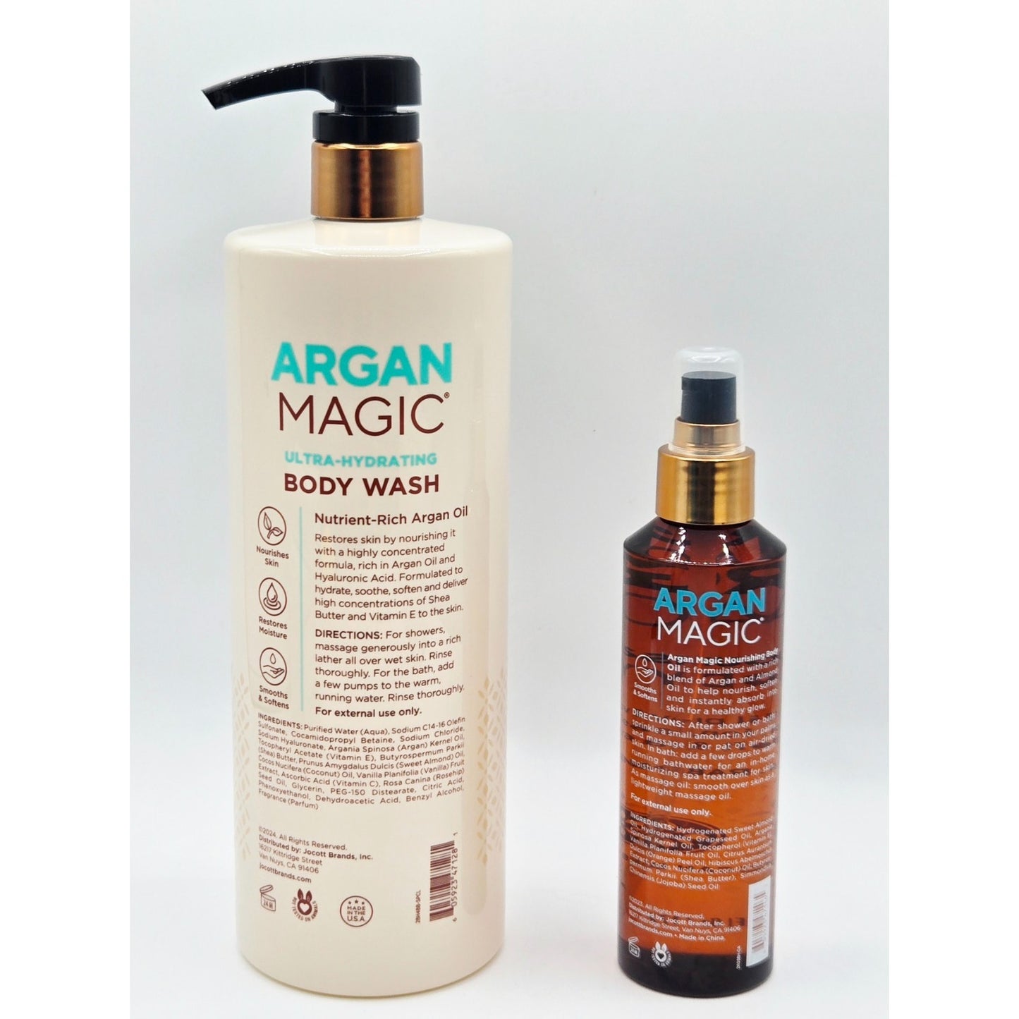 ARGAN MAGIC 2Pk Ultra-Hydrating Wash 32oz & Nourishing Body Oil 6 oz.