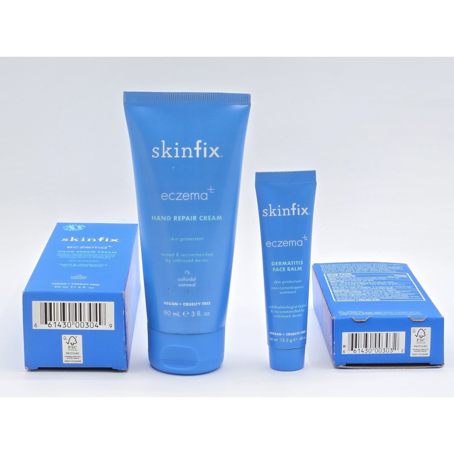 SkinFix Eczema+ Dermatitis Face Balm. 4 fl oz + Hand Repair Cream 3 fl oz-NIB