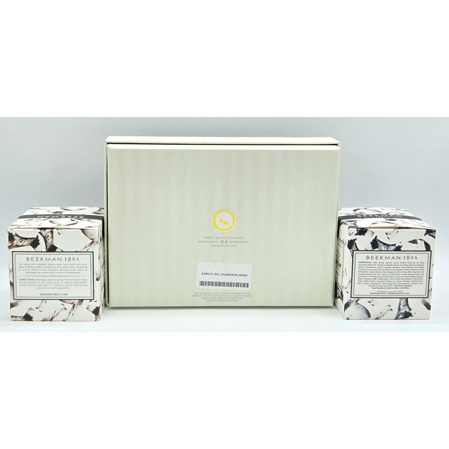 2x Beekman 1802 Pure Goat Milk Vanilla Absolute Body Cream 8oz w/ Hand Cream 3pk