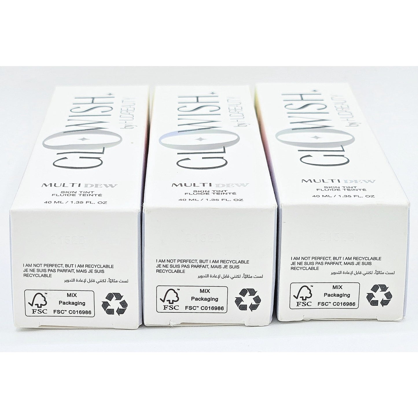 3 Pk HUDA BEAUTY Glowish Multidew Skin Tint Foundation- 1.35 oz- 04 Light Medium