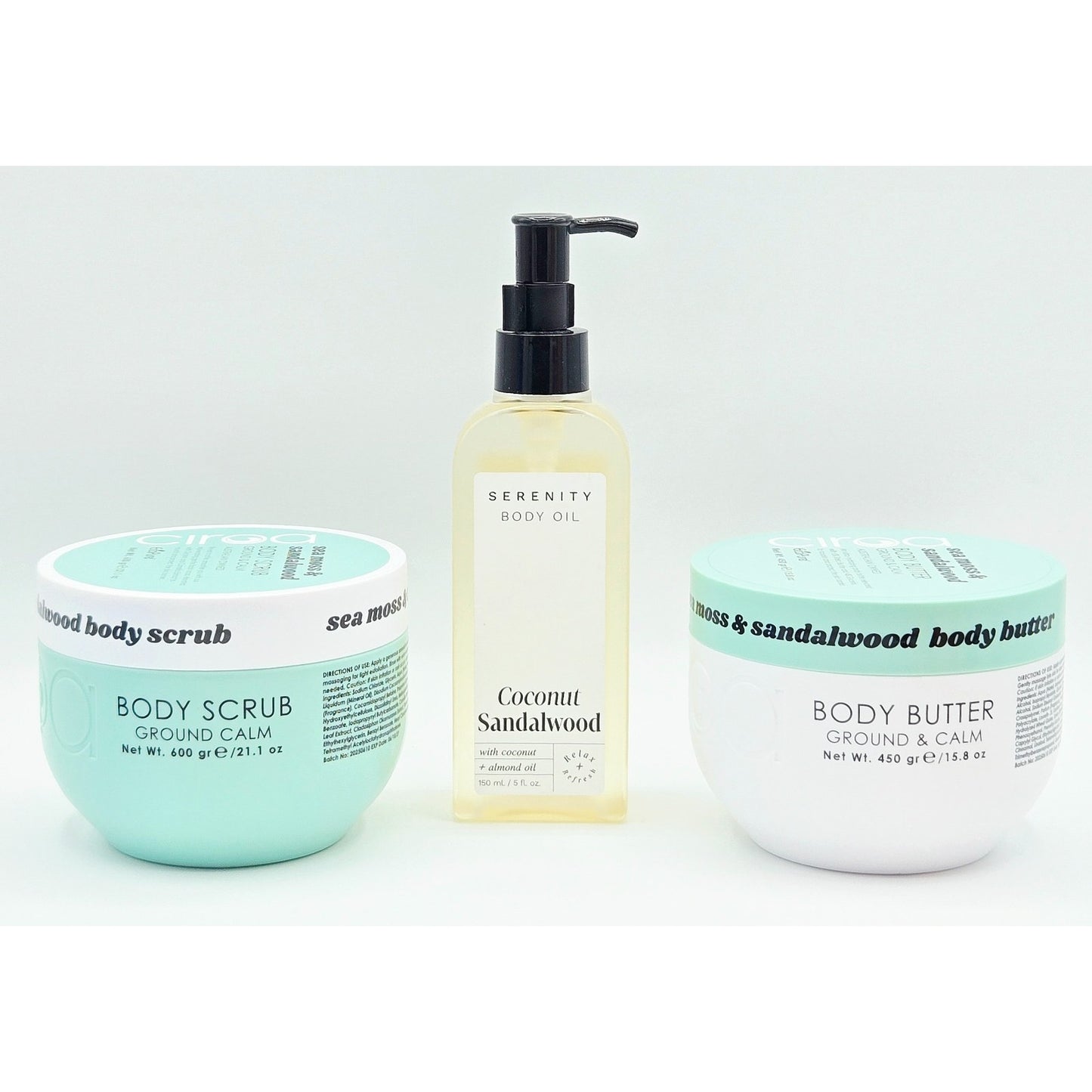 Ciroa Manuka Sea Moss & Sandalwood Body Butter, Body Scrub, Serenity Body Oil