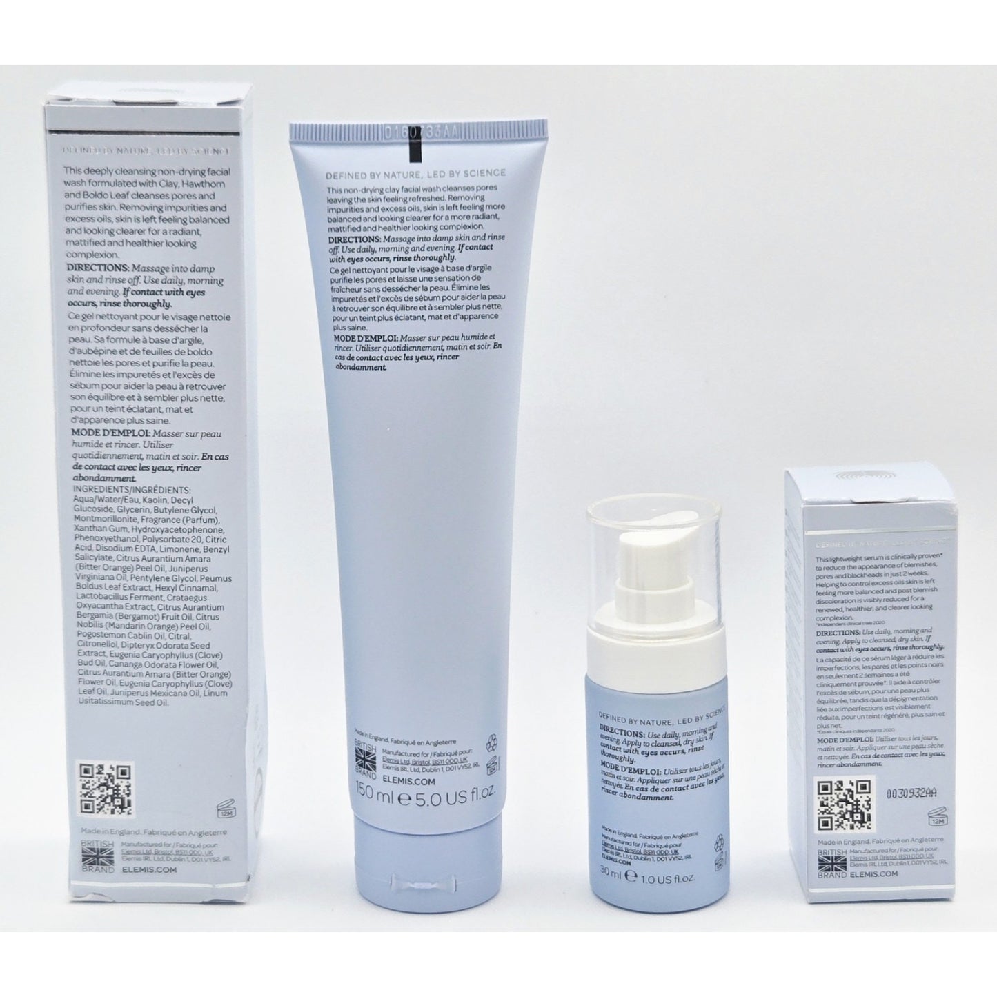 ELEMIS Clarifying Serum 1.0 Oz & Clay Skin Clearing Wash 5.0 oz