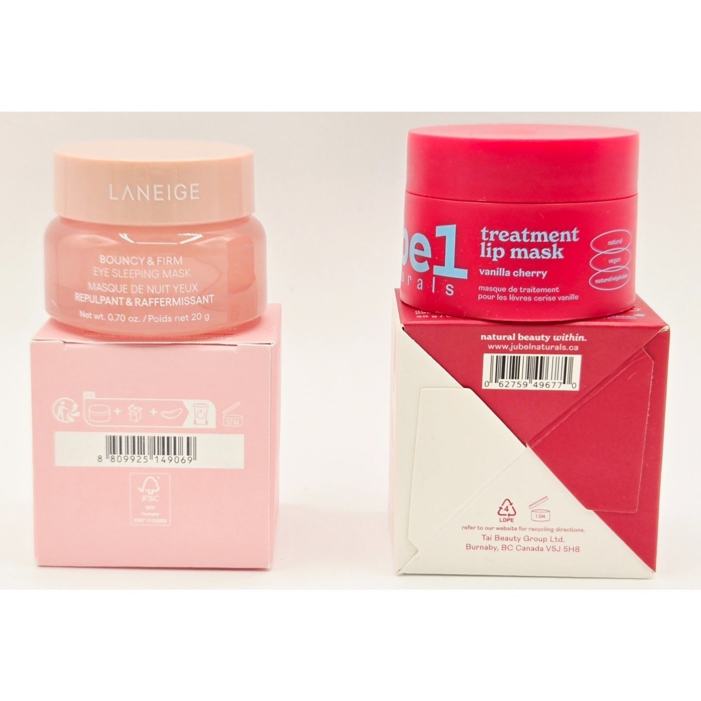 Overnight Laneige Bouncy & Firm Eye + Jubel Lip Sleeping Masks ~ .7oz ea.~ NEW