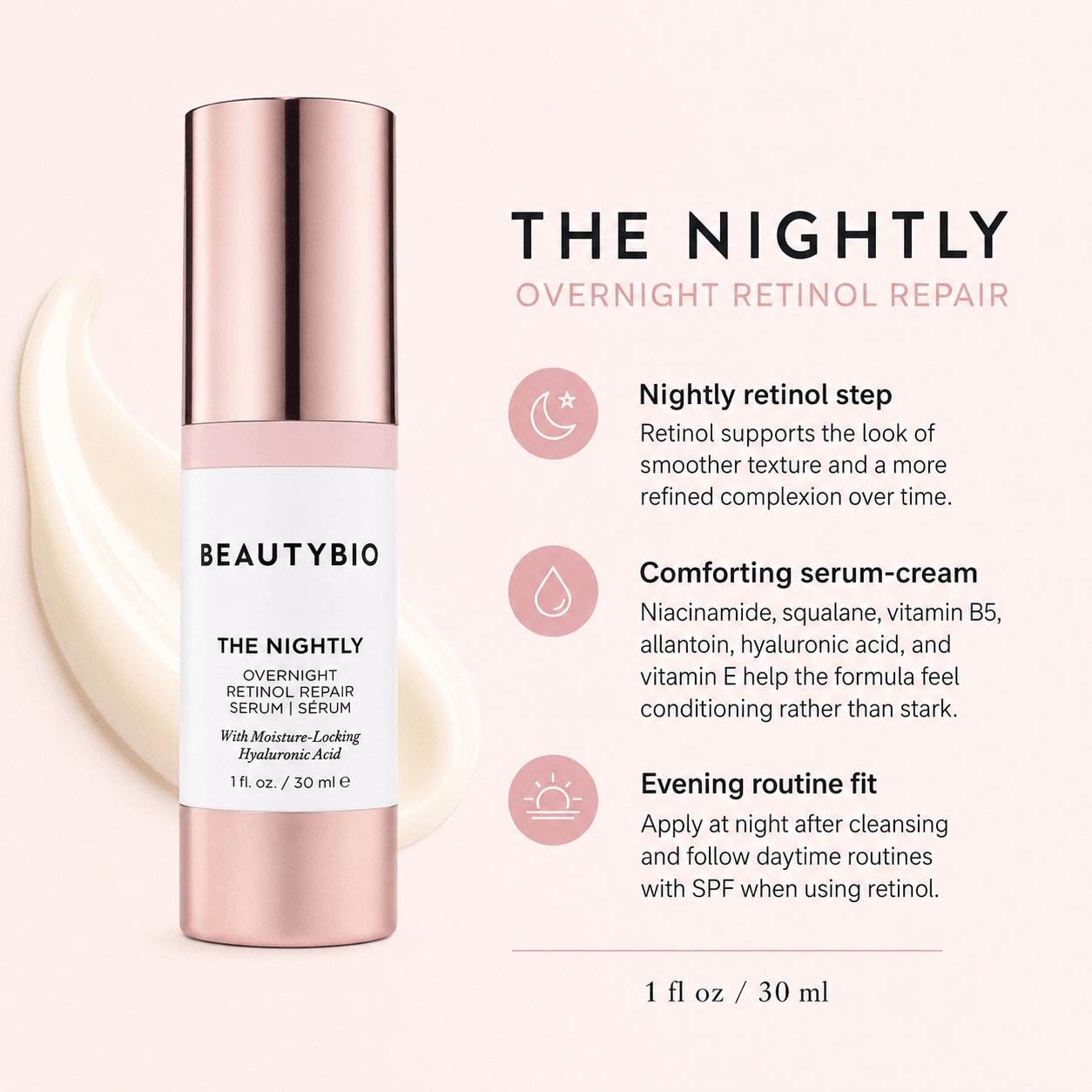 BeautyBio The Nightly Overnight Retinol Repair 1 fl oz