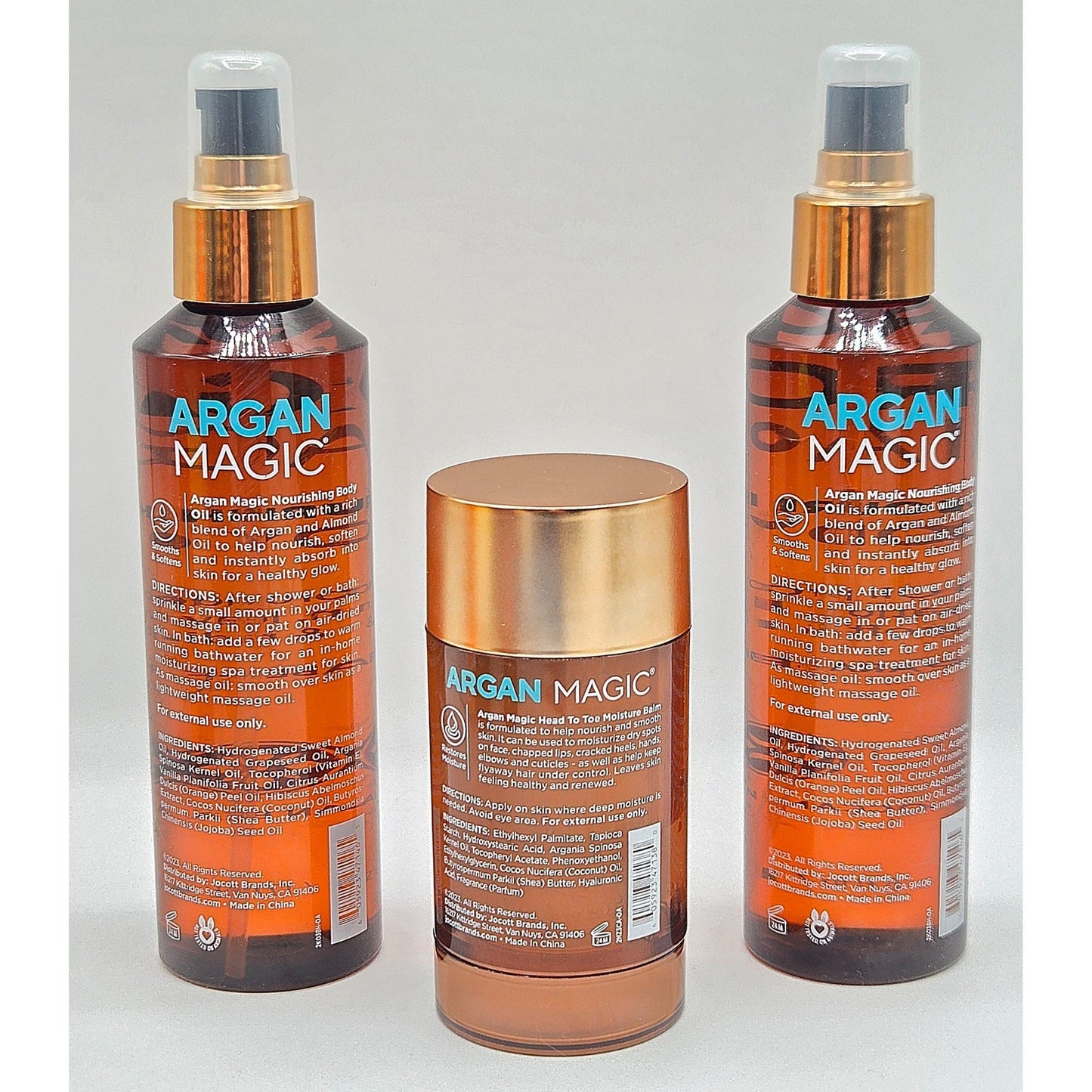 2 Pack ARGAN MAGIC Nourishing Body Oil 6oz & Head to Toe Moisturizing Balm 2oz