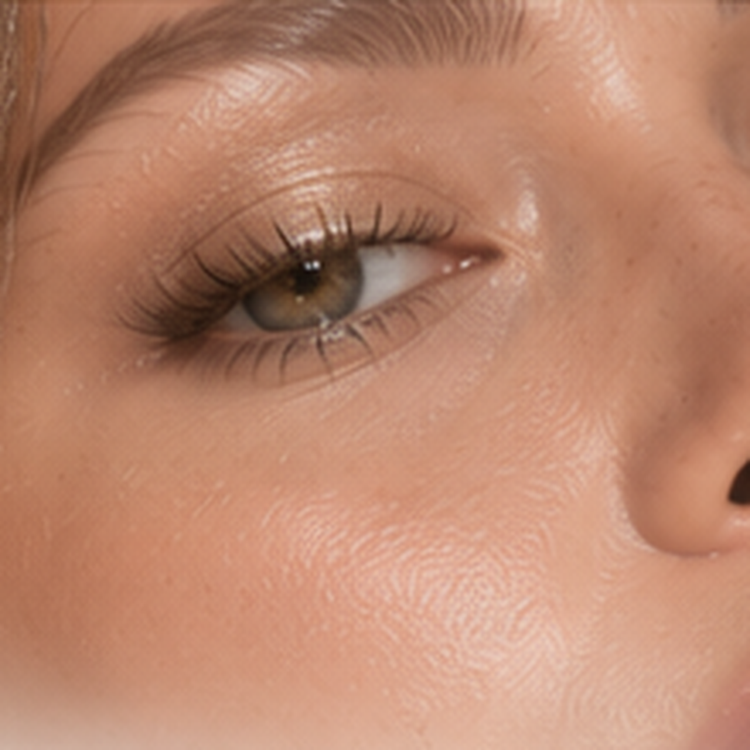 Close-up portrait with gold and champagne eye and highlight tones for the Gold & Champagne color family
