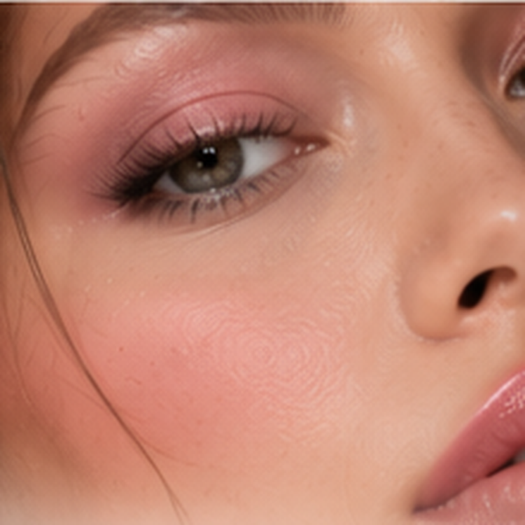 Close-up portrait with pink and rose eye and lip tones for the Pink & Rose color family