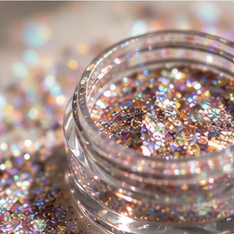 Loose holographic glitter pigment with multicolor reflective sparkle