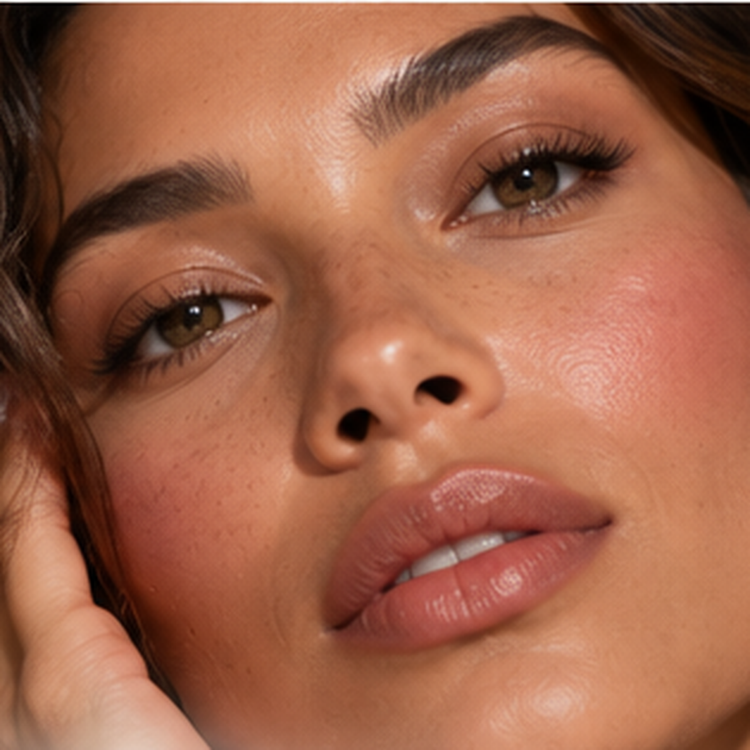 Close-up portrait with warm blush and softly defined features showing buildable makeup payoff
