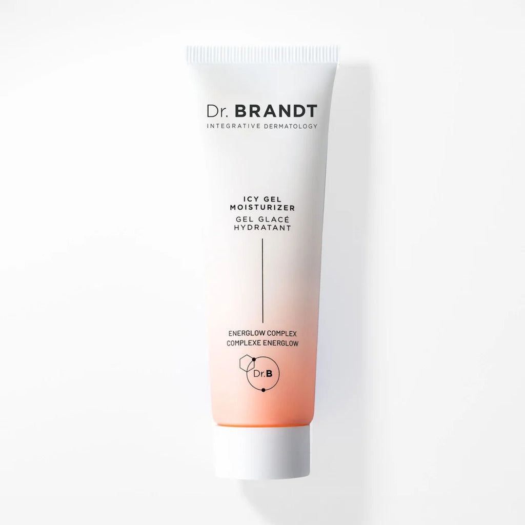 Dr. Brandt Icy Gel Moisturizer in a white and peach gradient tube