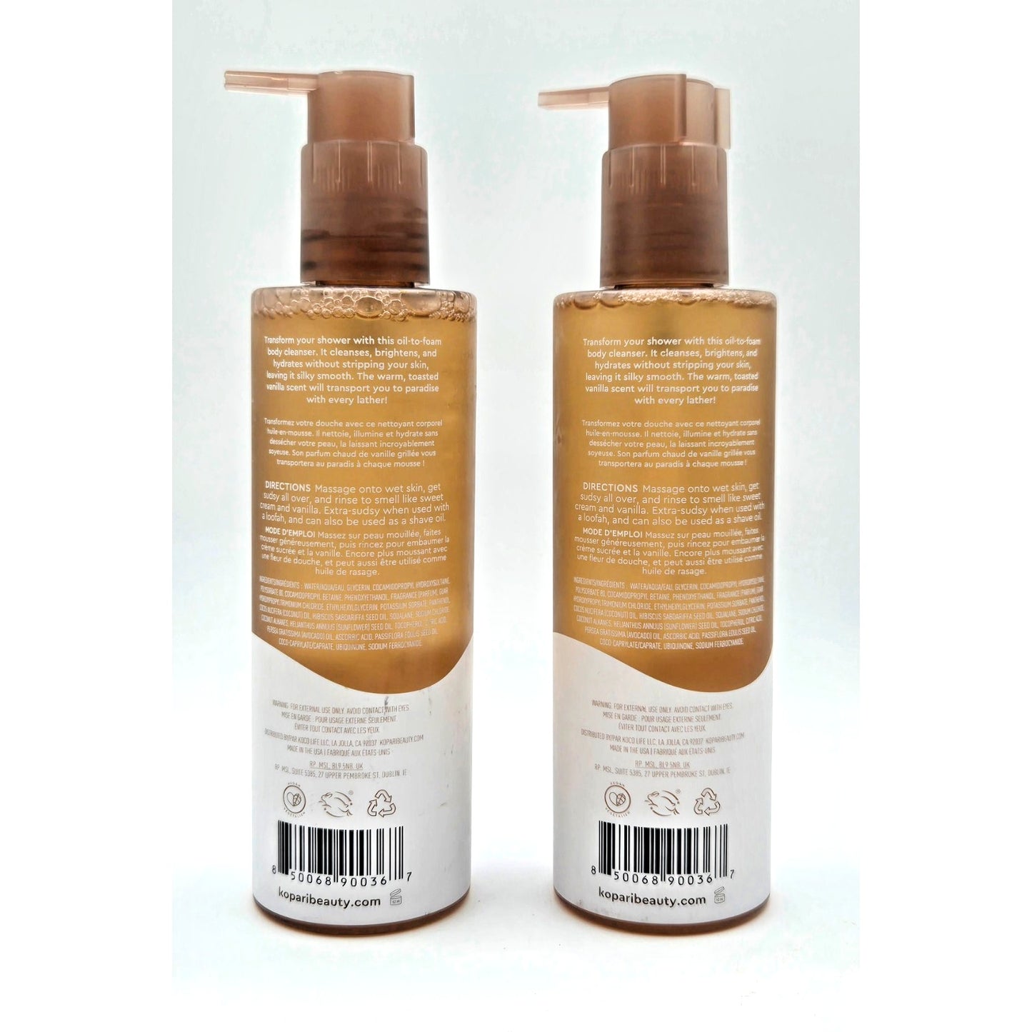 2x Kopari Toasted Vanilla Hydrating Vitamin C Shower Oil 8.45 oz ea - NEW