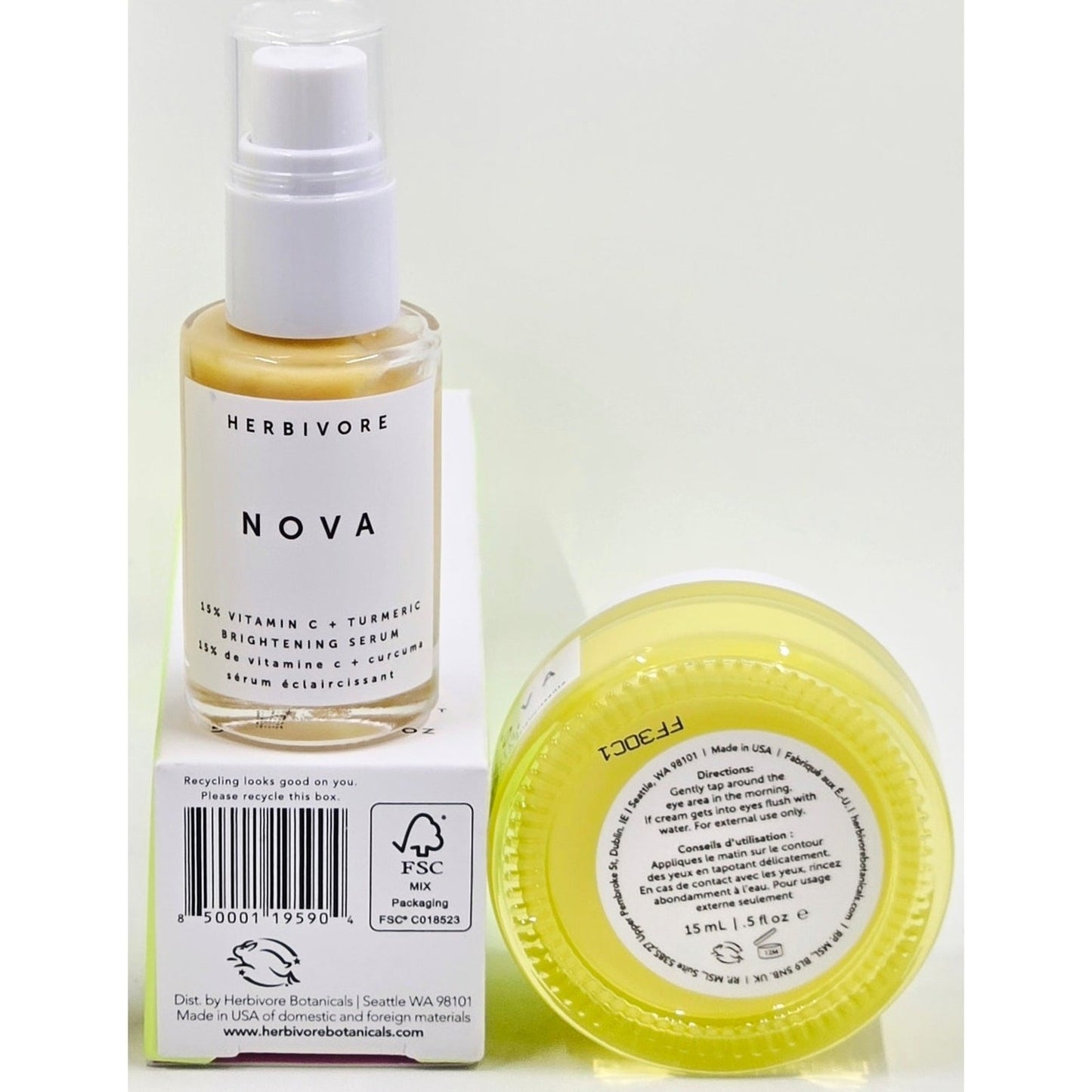 Herbivore SuperNova Eye Cream .5 oz + Mini Nova .33 oz - NEW - 15%Vitamin C