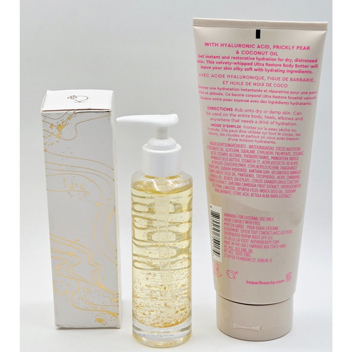 Kopari Ultra Restore Body Butter 12 oz w/ Golden Aura Body Oil 3.3 oz- New