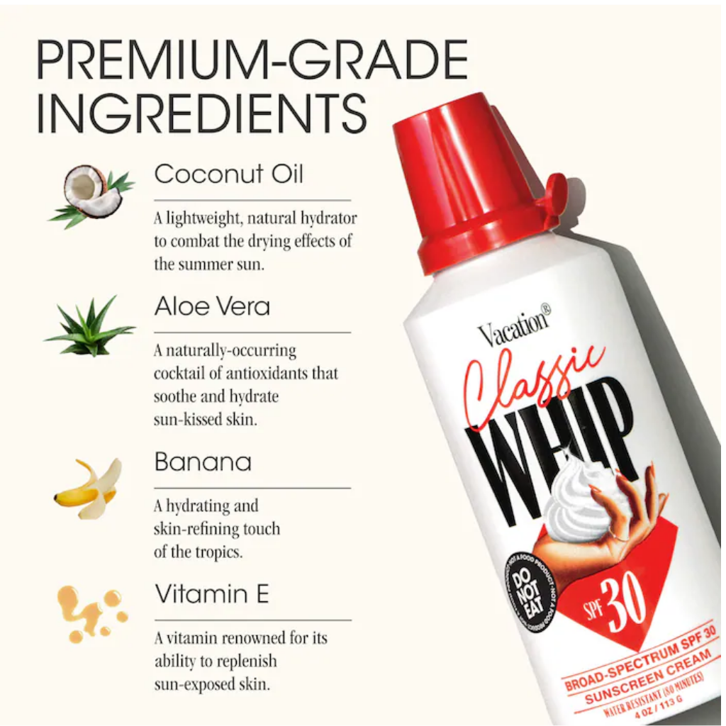 Vacation Classic Whip Broad Spectrum SPF 30 Sunscreen Mousse 113 g / 4 oz