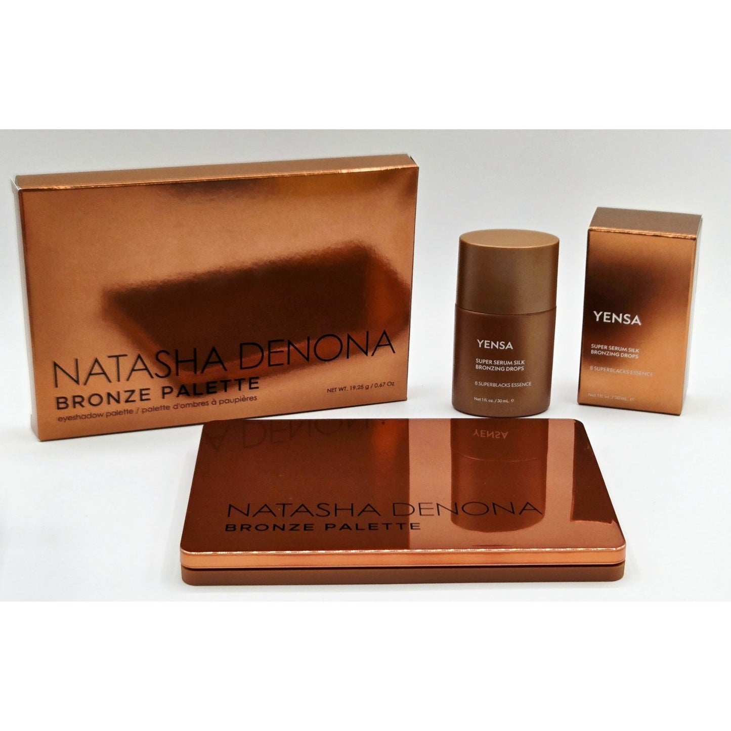 Natasha Denona Bronze Eyeshadow Palette w/ Yensa Super Serum Silk Bronzing Drops