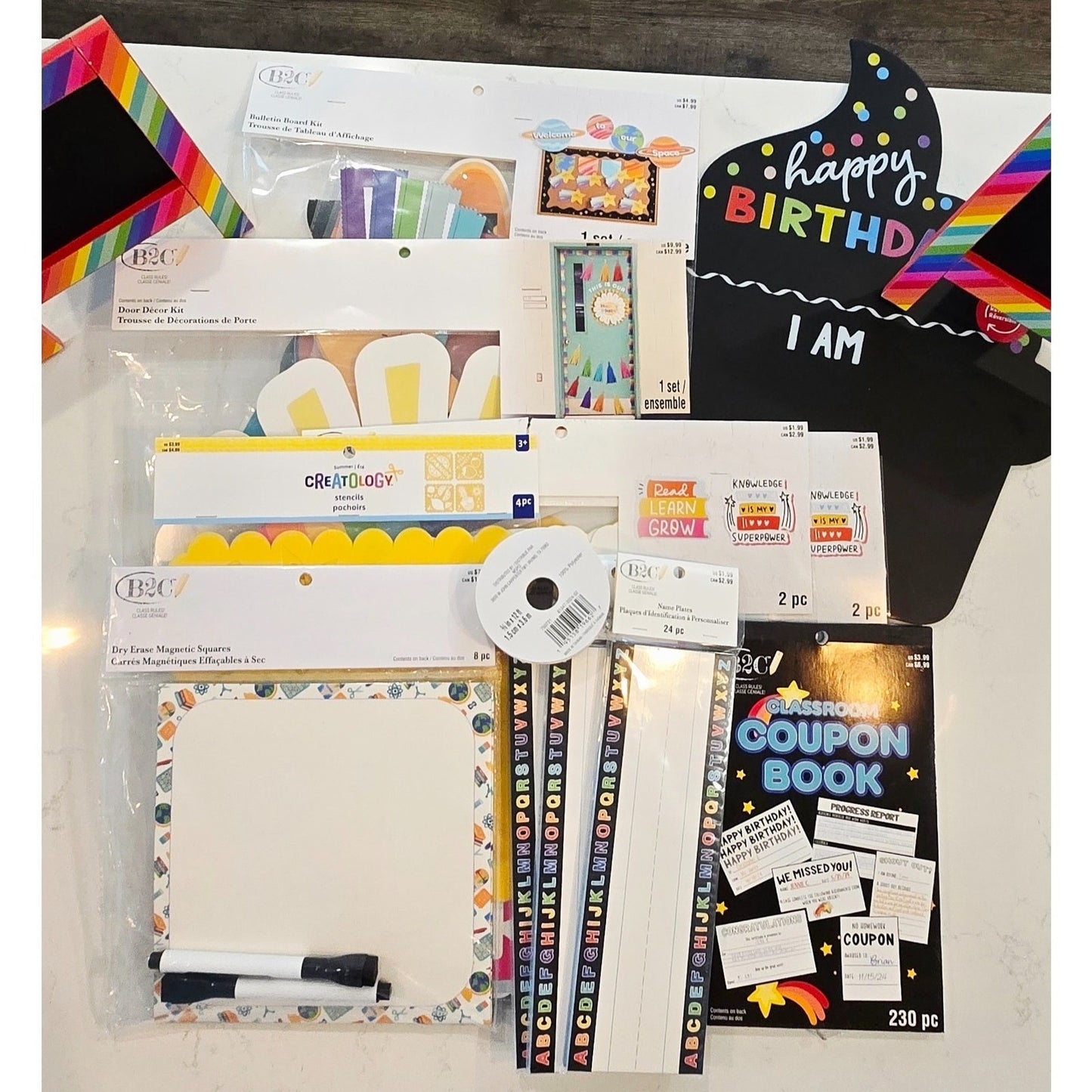Teacher Classroom Decorations, Stickers, Writing Pads, B-Day Board