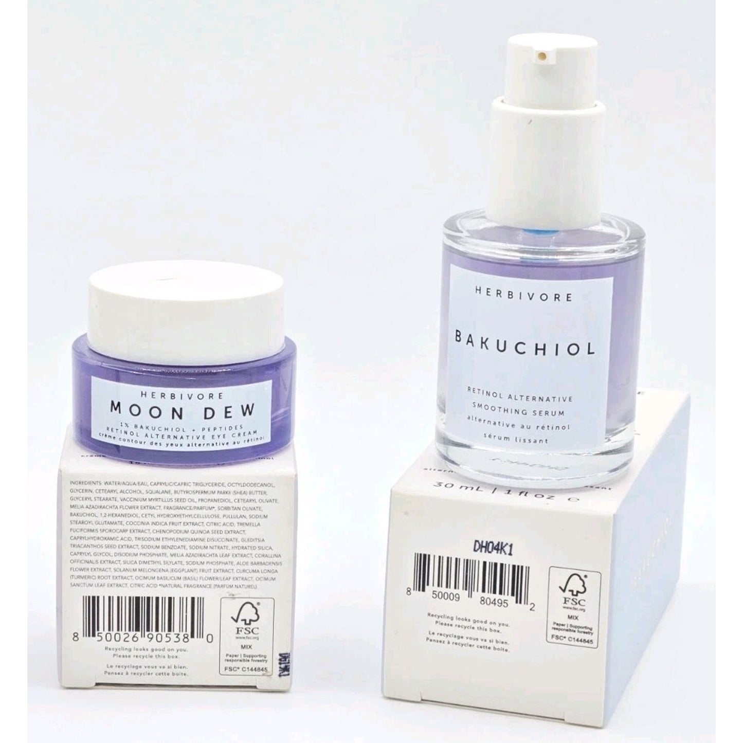 Herbivore Bakuchiol Retinol Alternative Smoothing Serum + Moon Dew Eye Cream NEW