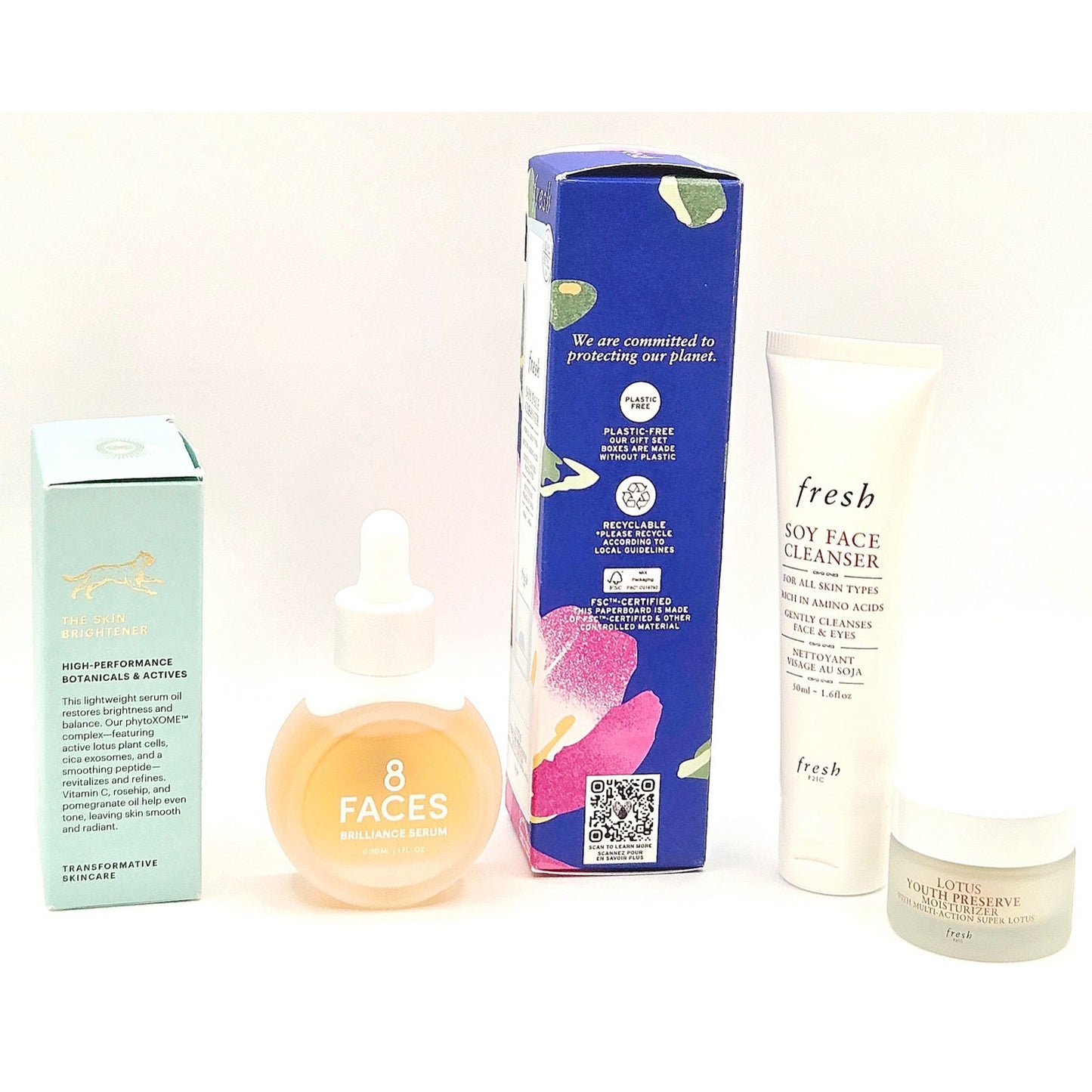 8 Faces The Skin Brightener Serum 1oz + fresh Soy Cleanser & Lotus Moisture Duo