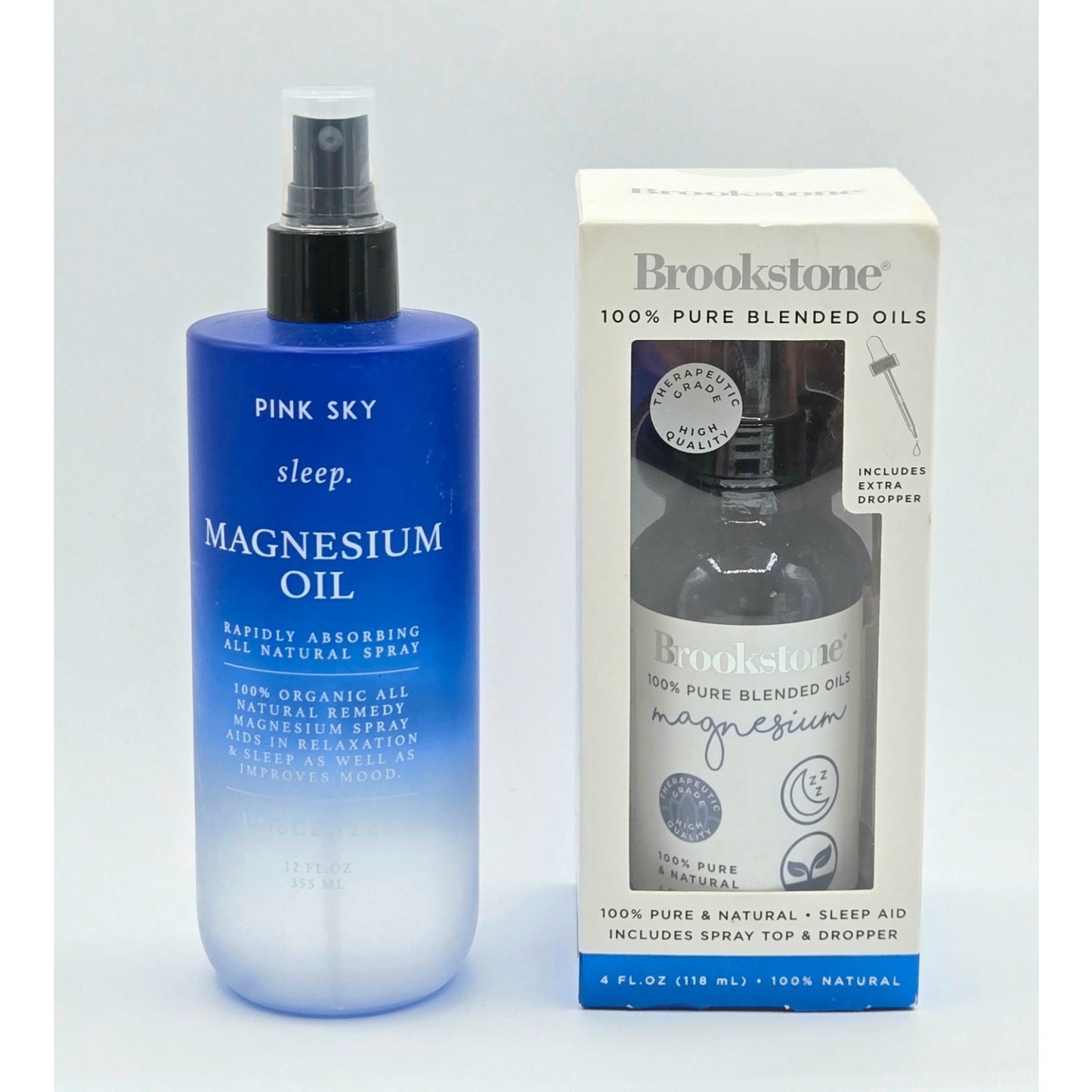 Brookstone Magnesium 4 oz (2 Pack) - 100% Pure Blended Oils w/ Spray & Dropper