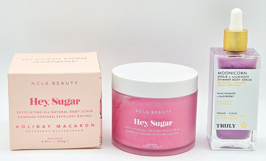 NCLA Beauty Hey Sugar Body Scrub 8.8 oz + Truly Moonicorn Body Serum 3.1 fl oz Duo