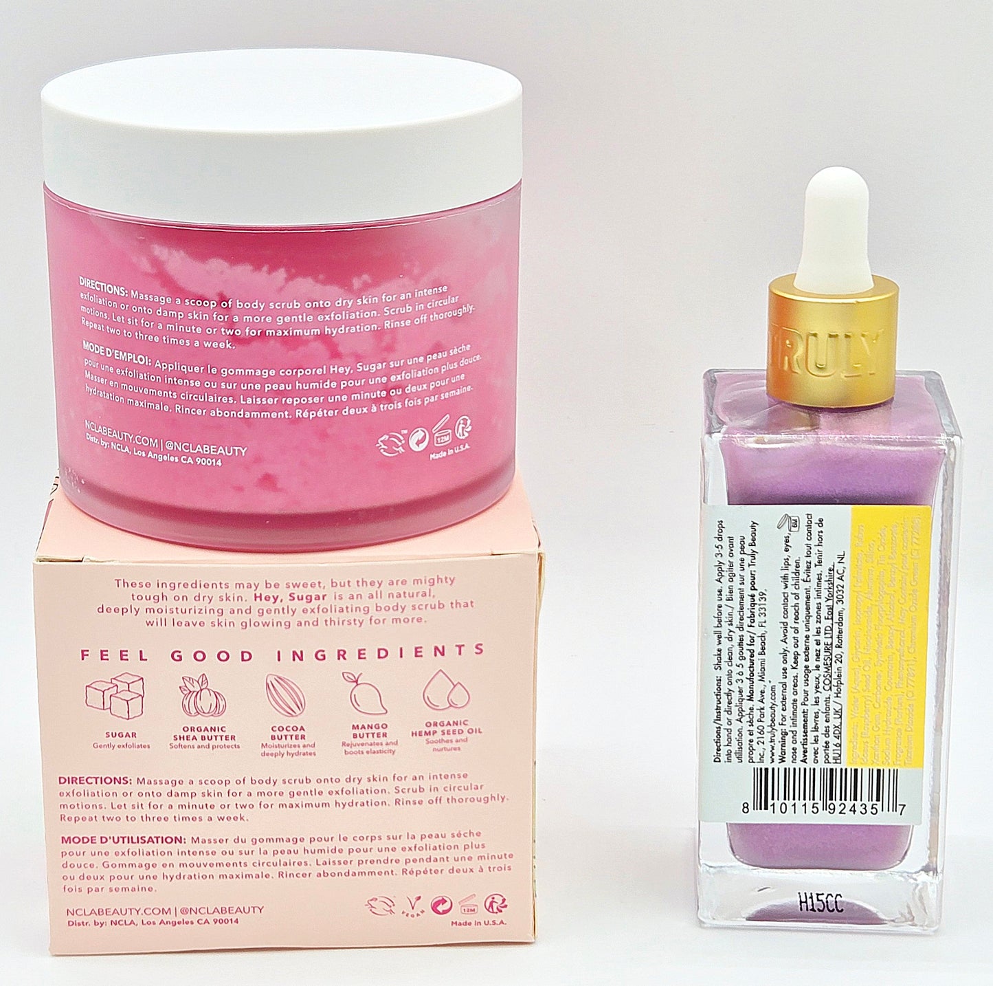 NCLA Beauty Hey Sugar Body Scrub 8.8 oz + Truly Moonicorn Body Serum 3.1 fl oz Duo