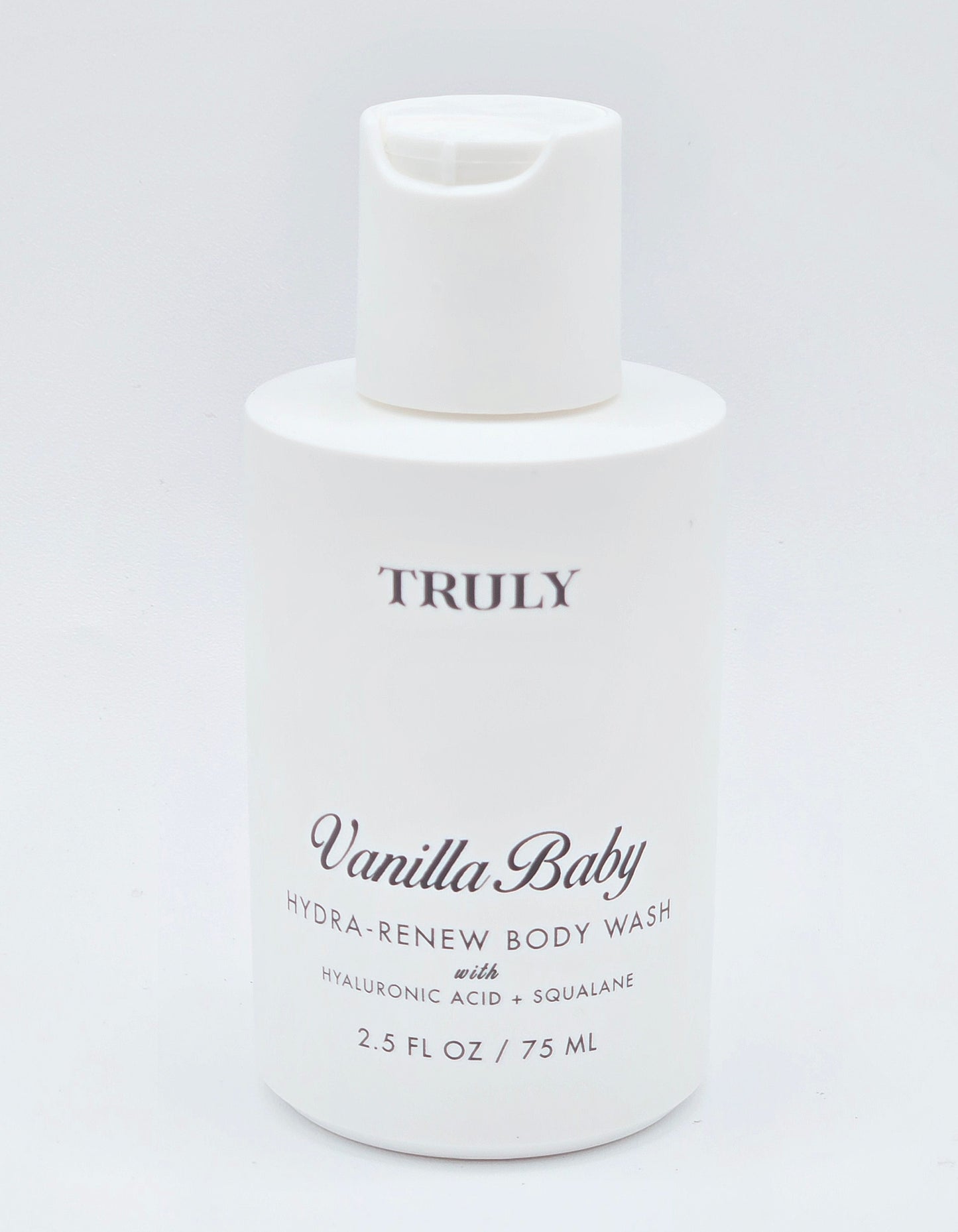 Vanilla Baby body wash bottle on a white background