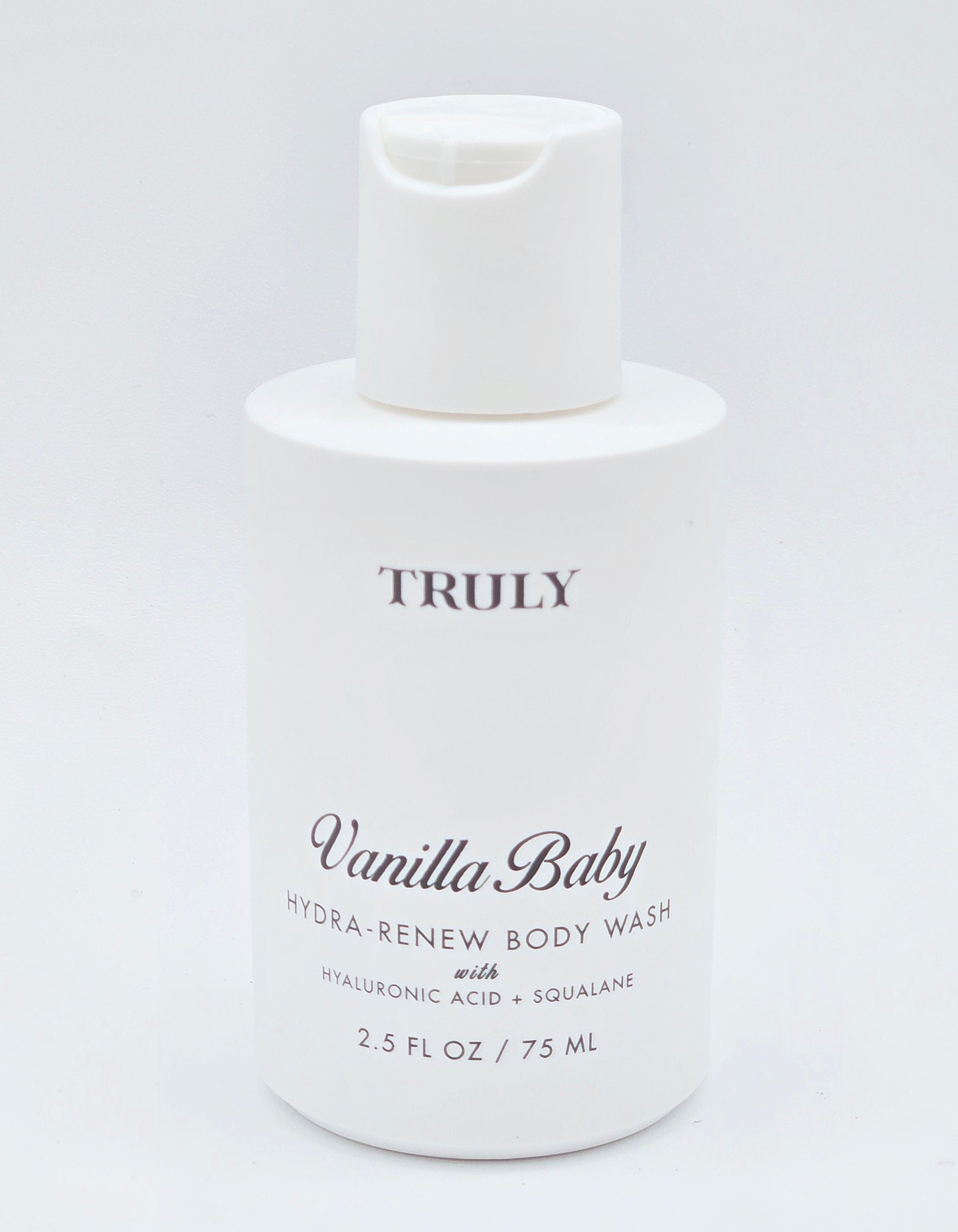 Vanilla Baby body wash bottle on a white background