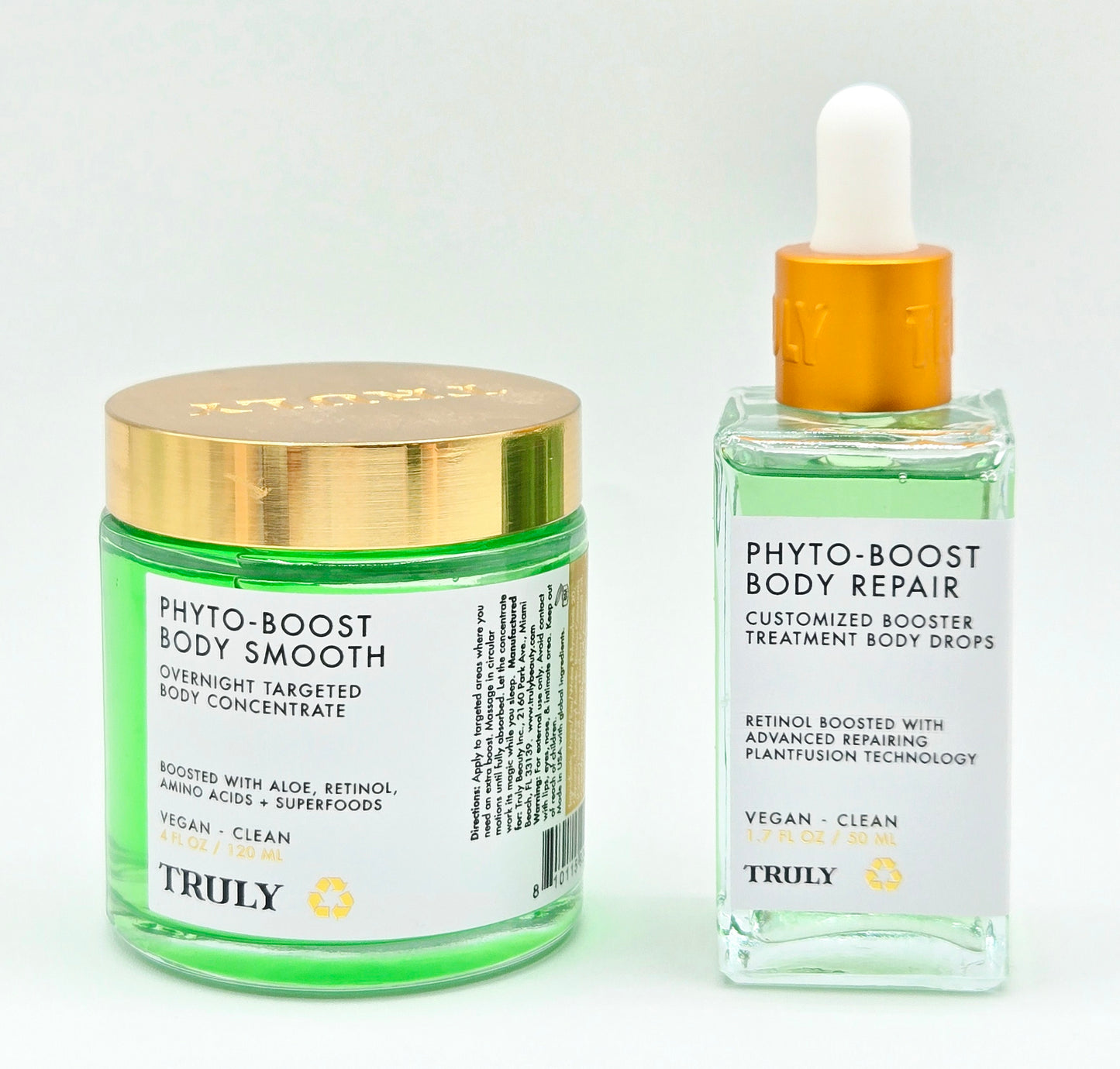 Truly Phyto-Boost Serum 1.7 fl oz & Overnight Smoothing Targeted Concentrate 4 oz Set