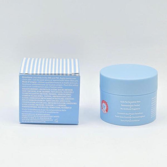 First Aid Beauty Hydrating Dewy Gel Cream 1.9 fl oz jar and striped box.