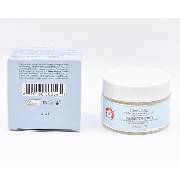 First Aid Beauty Firming Cream 3.5 fl oz jar with light blue label and matching box.