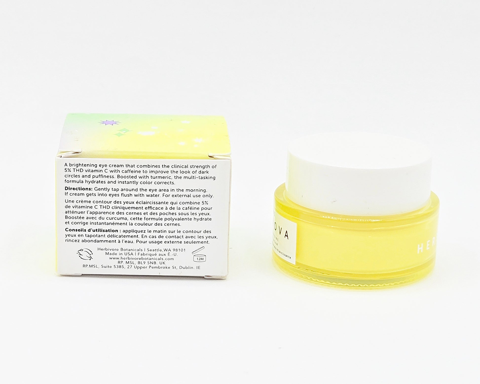 Jar of cream with a label on a white background