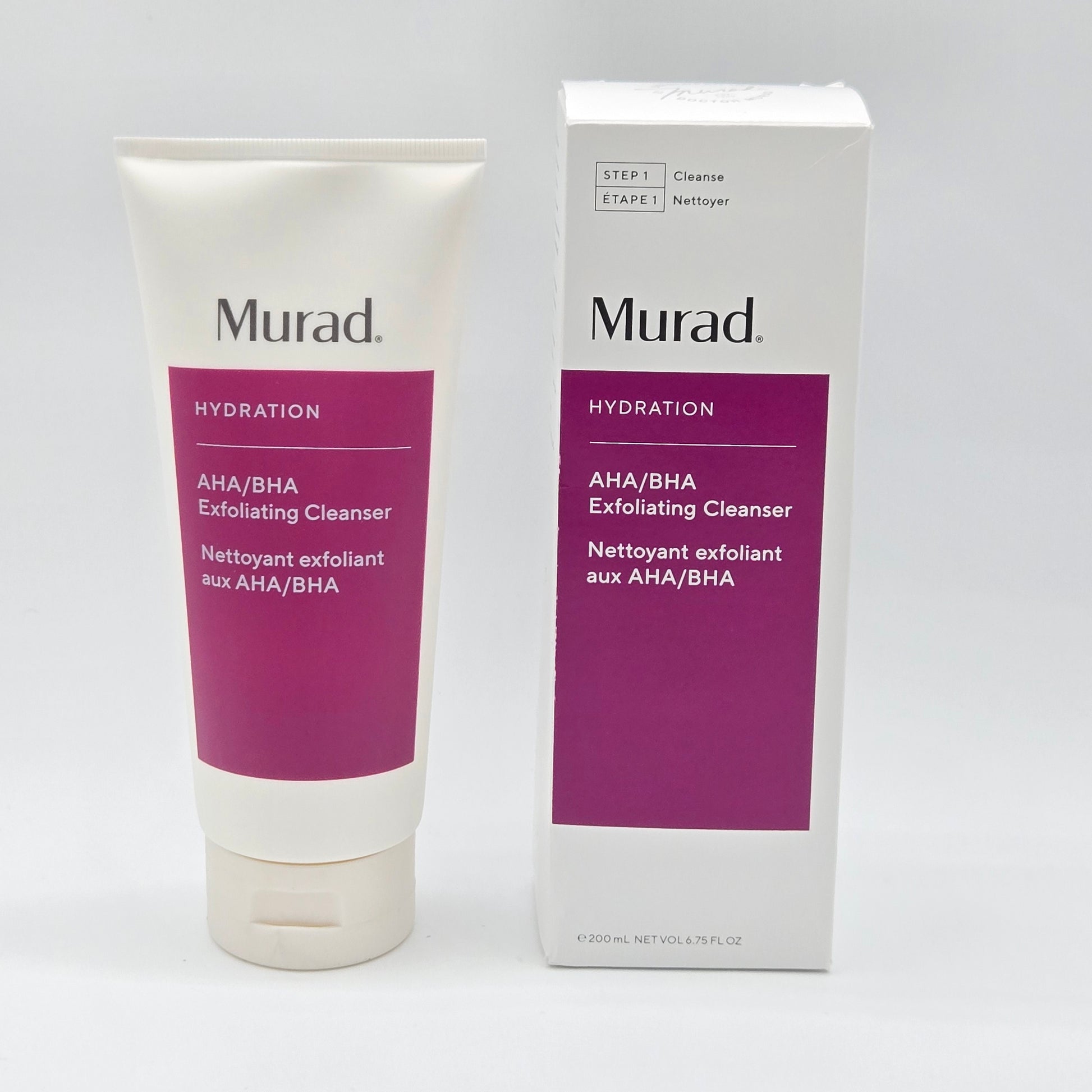 Murad skincare AHA/BHA cleanser on a white background
