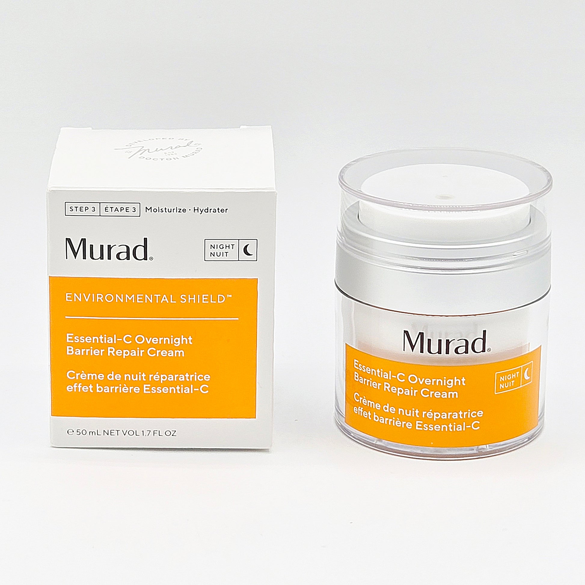 Murad Essential-C Overnight Barrier Repair Cream with packaging on a white background