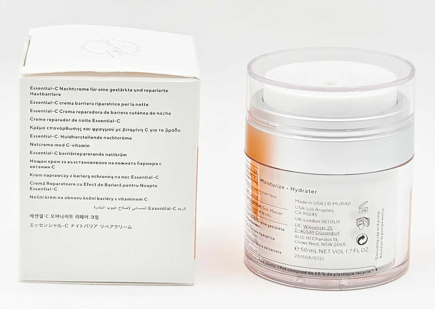 Jar of skincare cream with its packaging on a white background
