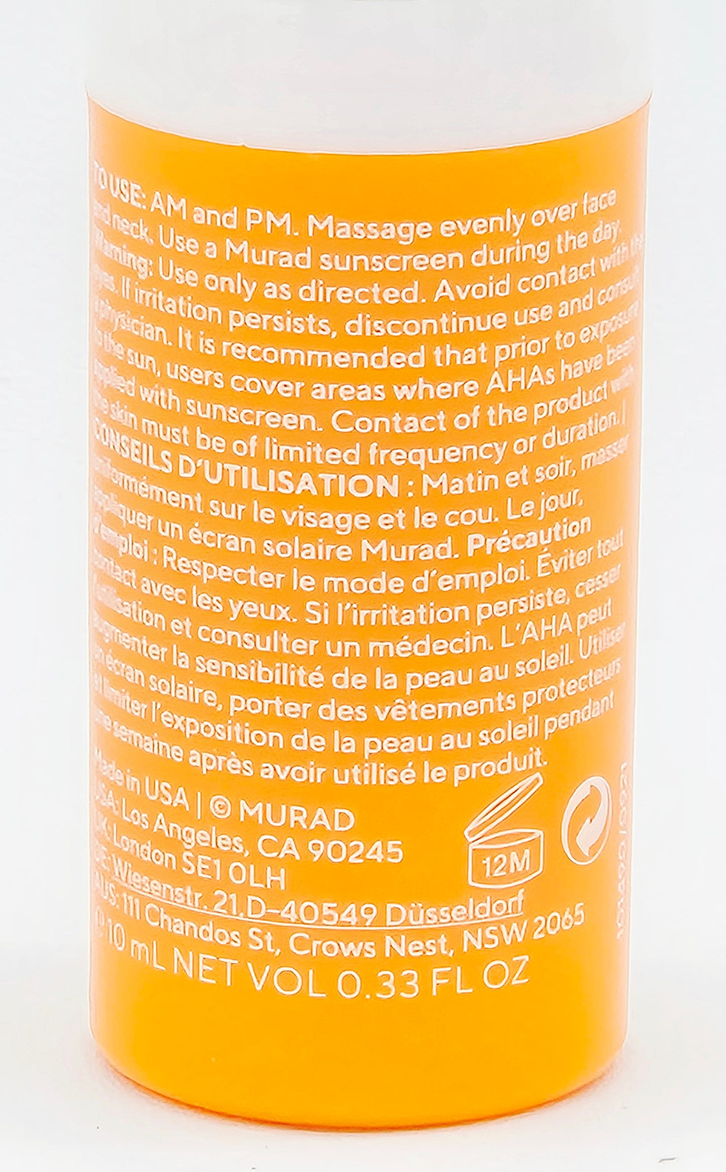Yellow cylindrical container with text on a white background