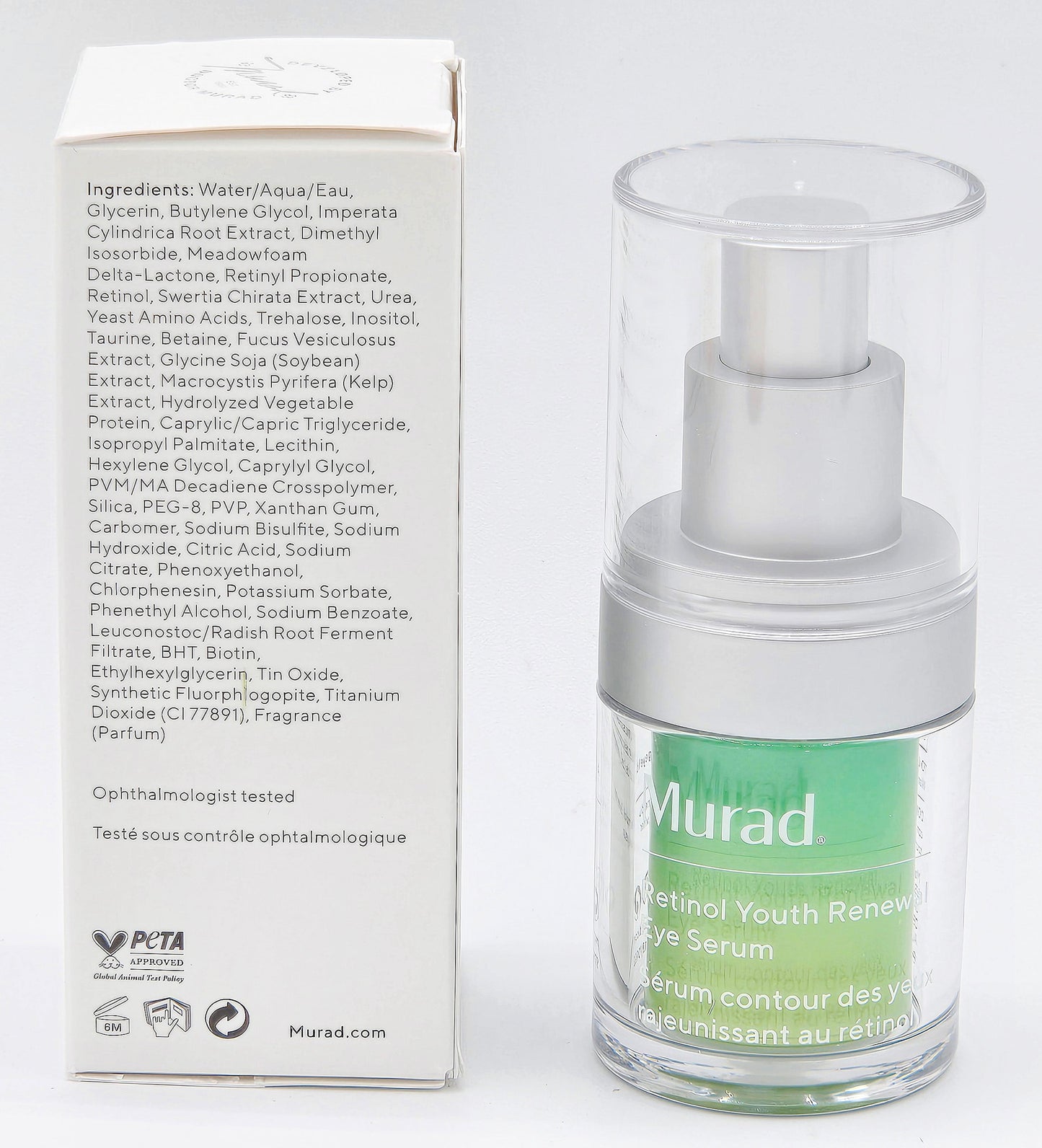 Murad Retinol Youth Renewal Eye Serum with packaging on a white background