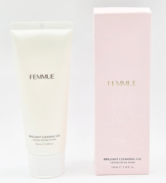 Femmue Brilliant Cleansing Gel with packaging on a white background