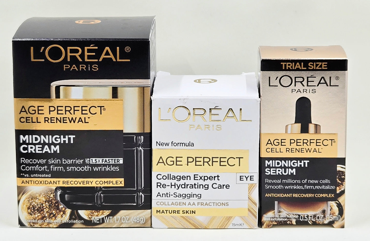 L'Oréal Paris Age Perfect Midnight Cream, Midnight Serum and Collagen Expert Eye Cream 3-piece set