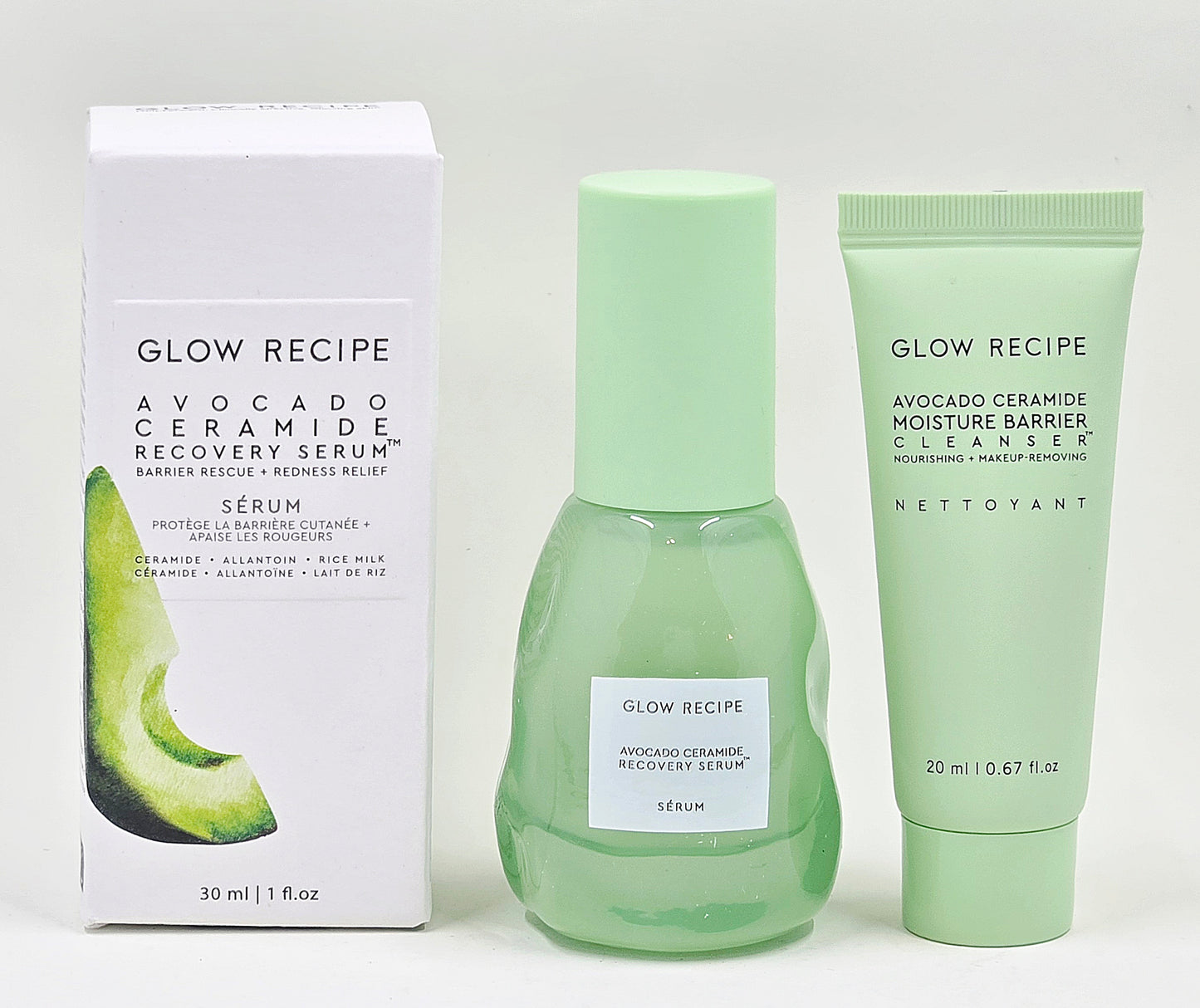 Glow Recipe Avocado Ceramide Recovery Serum 30 mL with Avocado Ceramide Moisture Barrier Cleanser 20 mL set