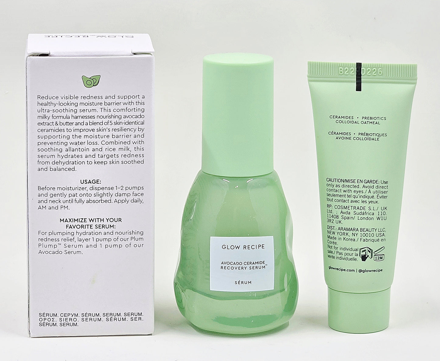Glow Recipe Avocado Ceramide Recovery Serum 30 mL bottle with green product packaging