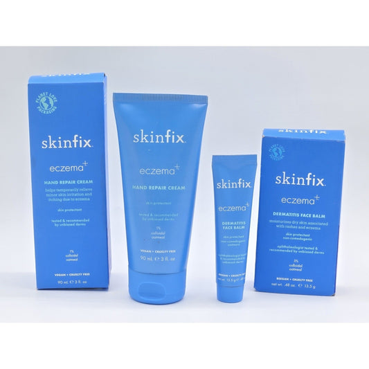 SkinFix Eczema+ Dermatitis Face Balm. 4 fl oz + Hand Repair Cream 3 fl oz-NIB